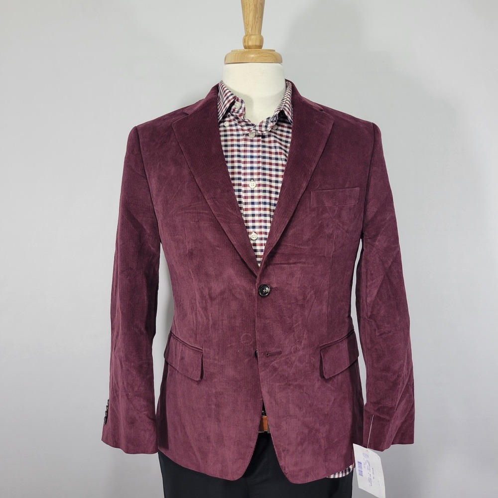 Tommy Hilfiger Men's Sport Coat Blazer Two Button Burgudny Corduroy‎ 38S